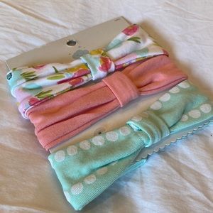 Pack of 3 headbands - floral, pink and teal
